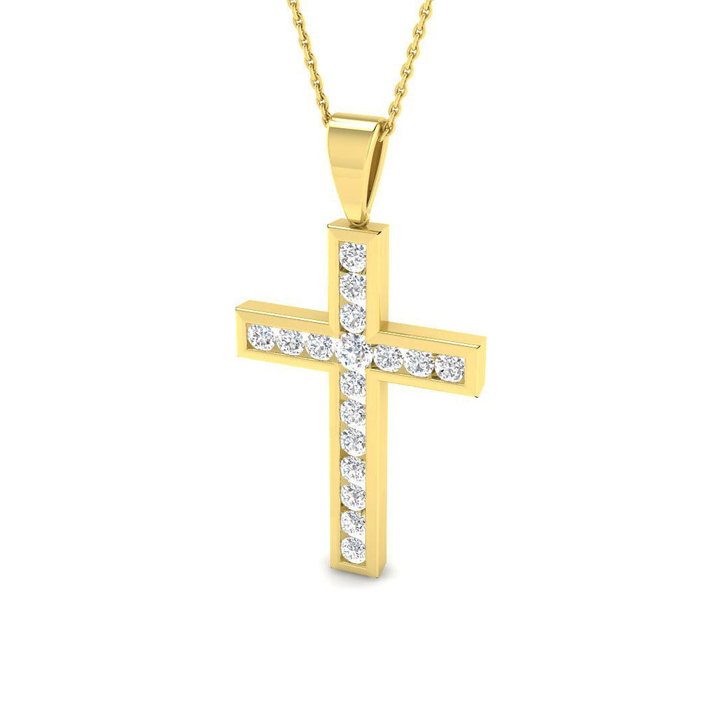9ct Yellow Gold 0.97ct Lab Grown Diamond Cross Pendant