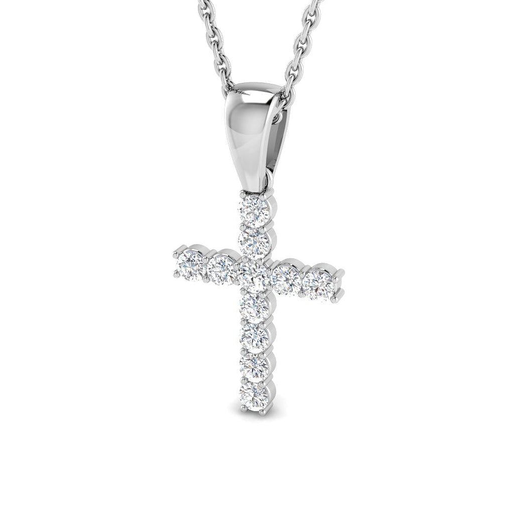 9ct White Gold 0.25ct Lab Grown Diamond Cross Pendant