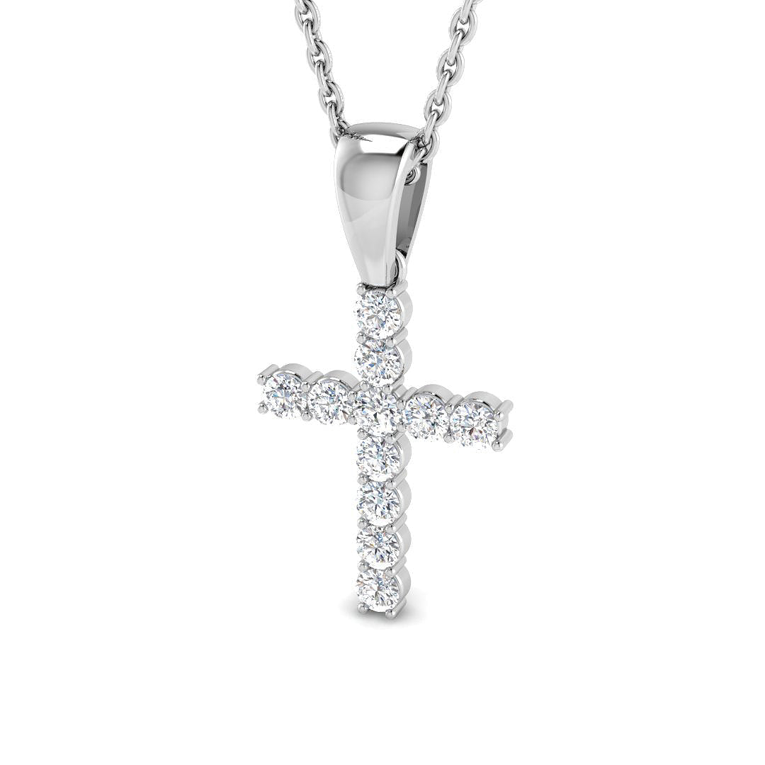9ct White Gold 0.25ct Lab Grown Diamond Cross Pendant
