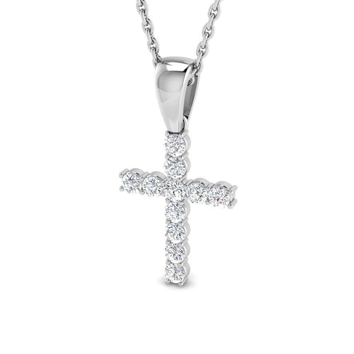 0.3 Carat D-E/VS Lab Grown Round Diamond Cross Pendant 9k White Gold | Ready To Ship