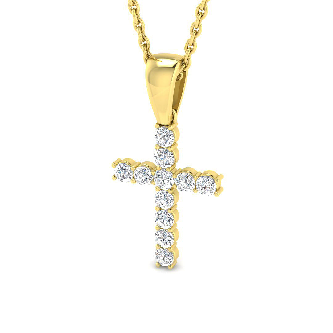 9ct Yellow Gold 0.25ct Lab Grown Diamond Cross Pendant