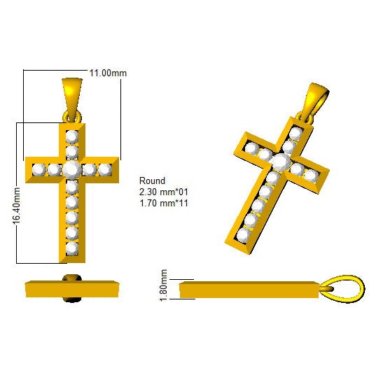 9ct White Gold 0.24ct Lab Grown Diamond Cross Pendant