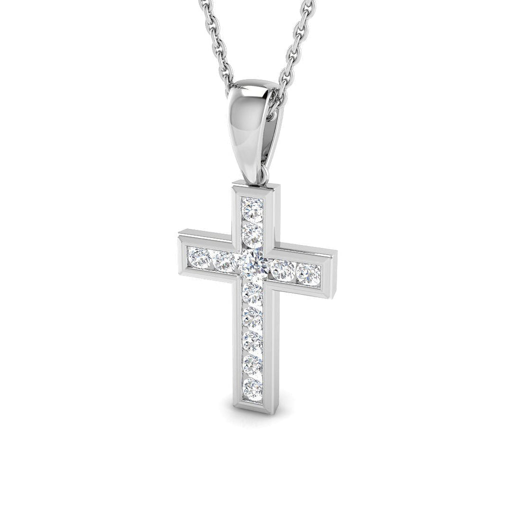 9ct White Gold 0.24ct Lab Grown Diamond Cross Pendant