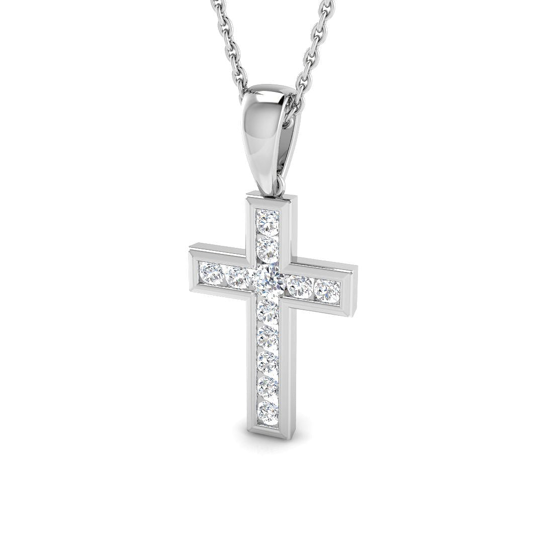 9ct White Gold 0.24ct Lab Grown Diamond Cross Pendant