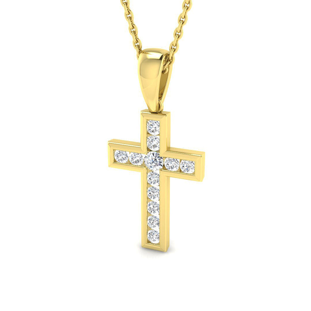 9ct Yellow Gold 0.24ct Lab Grown Diamond Cross Pendant