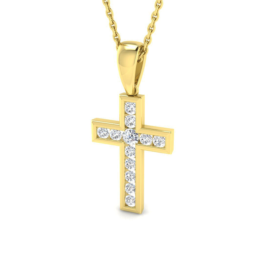 9ct Yellow Gold 0.24ct Lab Grown Diamond Cross Pendant