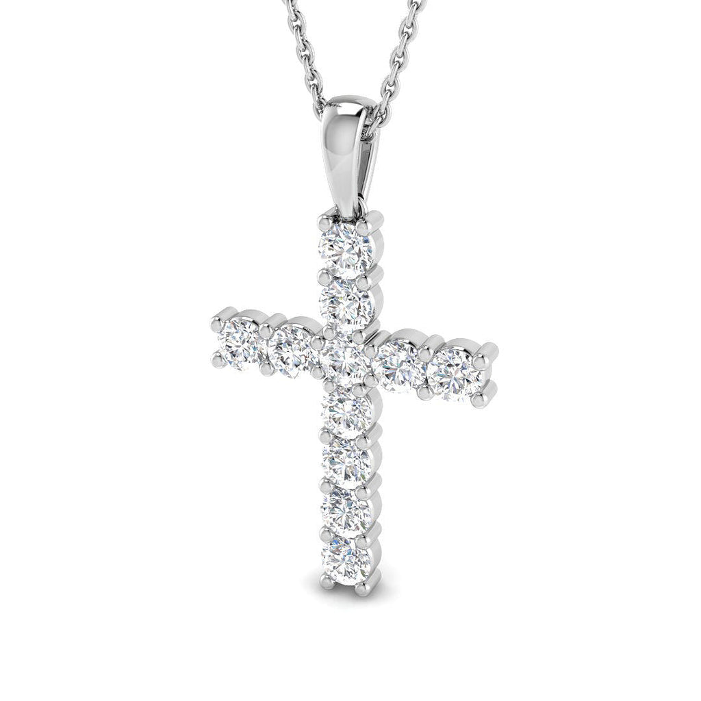 9ct White Gold 1.01ct Lab Grown Diamond Cross Pendant