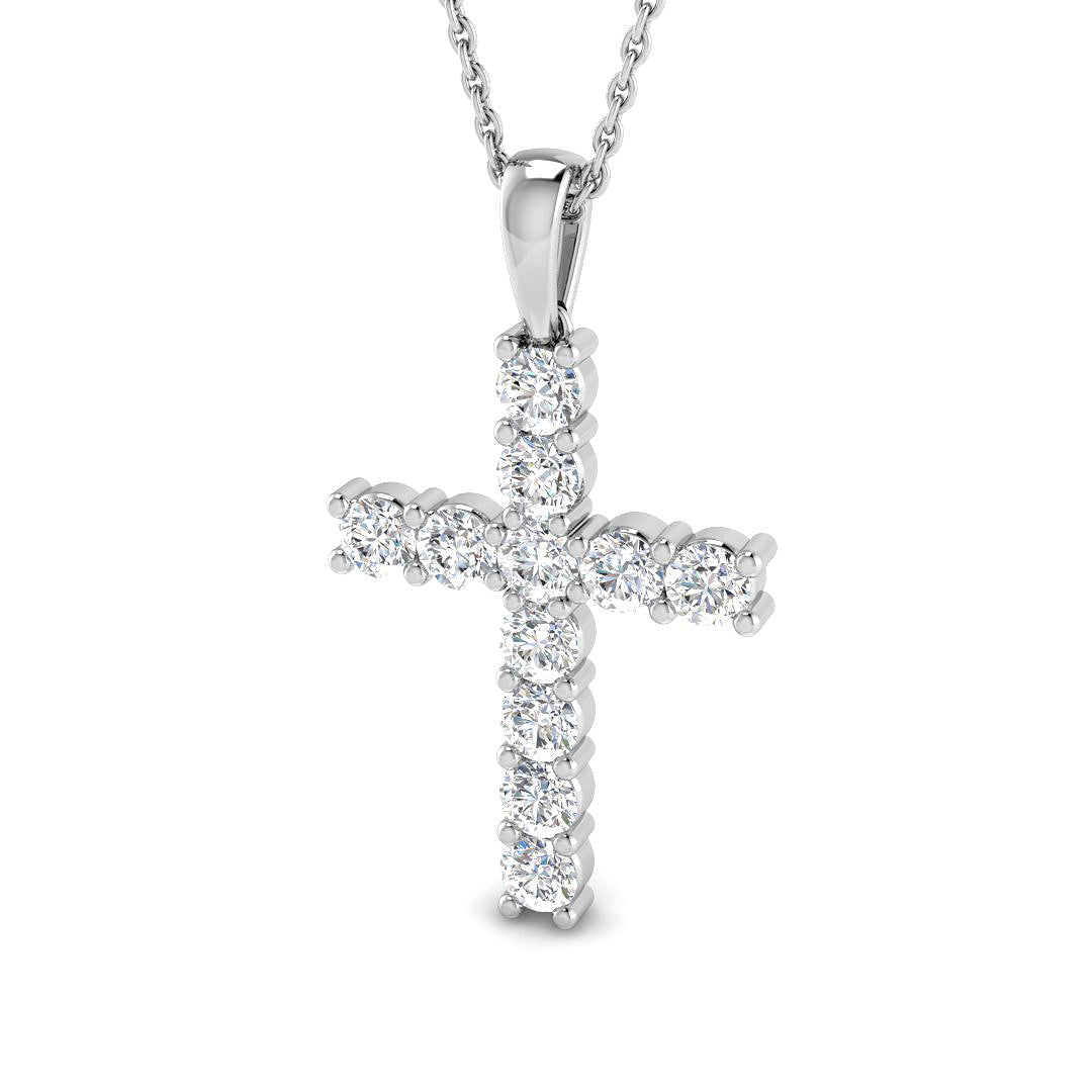 9ct White Gold 1.01ct Lab Grown Diamond Cross Pendant