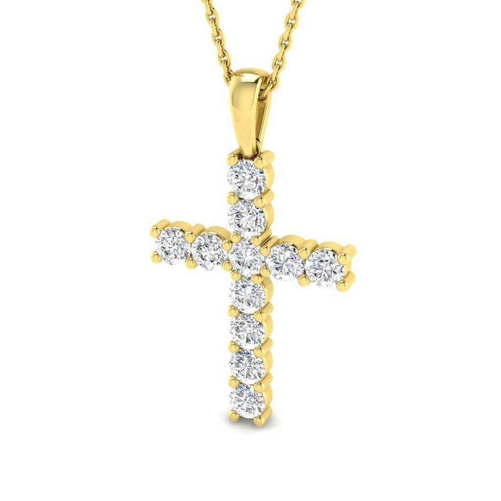9ct Yellow Gold 1.01ct Lab Grown Diamond Cross Pendant