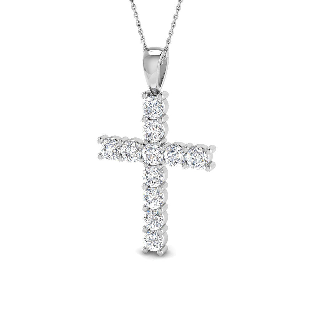 3.5 Carat D-E/VS Lab Grown Round Diamond Cross Pendant 9k White Gold Ready To Ship