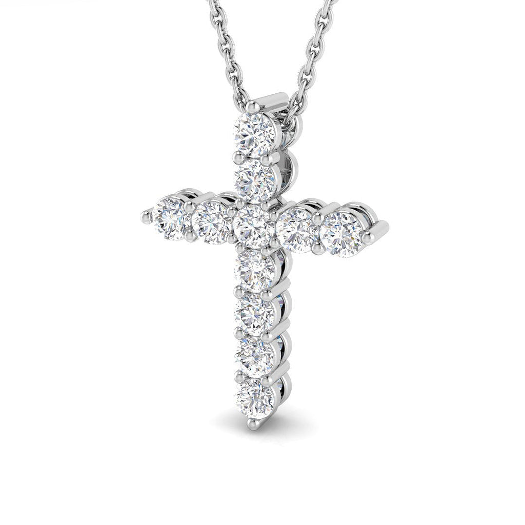 9ct White Gold 0.5ct Lab Grown Diamond Cross Pendant