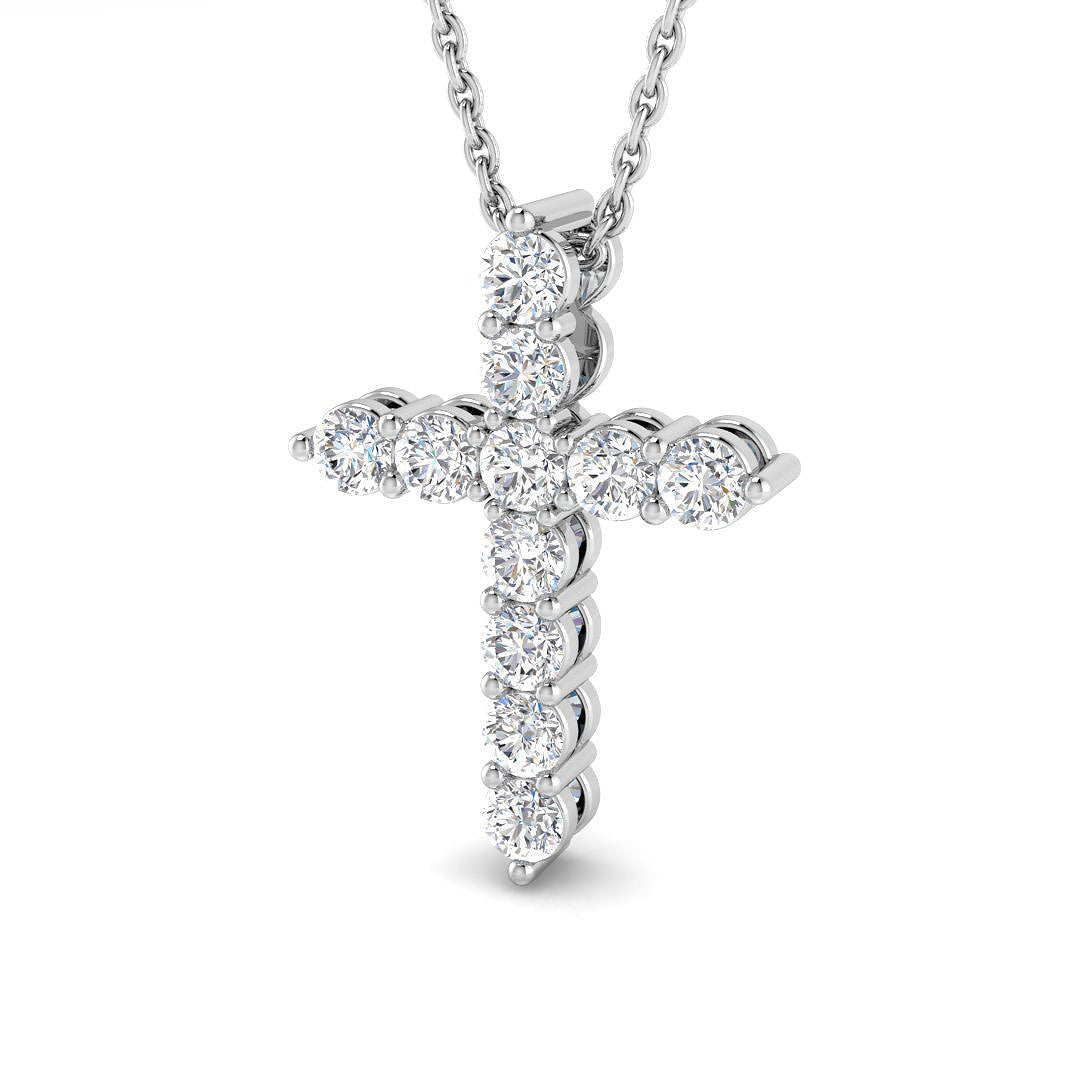 9ct White Gold 0.5ct Lab Grown Diamond Cross Pendant