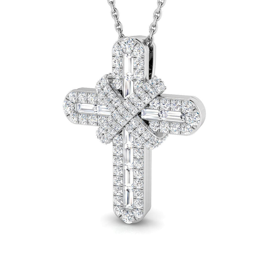 9ct White Gold 0.6ct Natural Diamond Cross Pendant