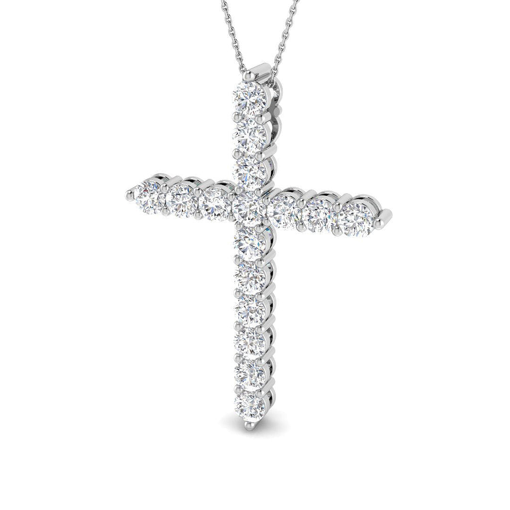 5.1 Carat D-E/VS Lab Grown Round Diamond Cross Pendant 9k White Gold Ready To Ship