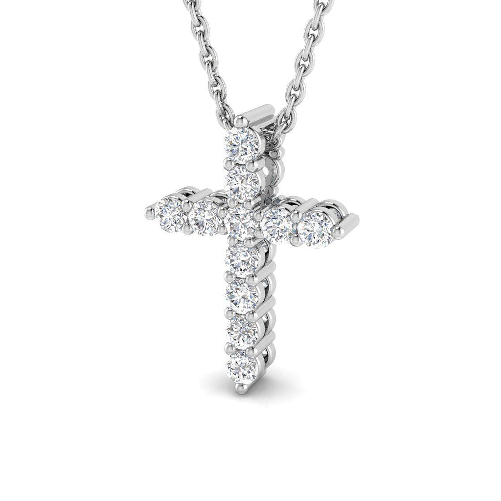 0.30 Carat D-E/VS Lab Grown Diamond Cross Pendant 9k White Gold Ready To Ship