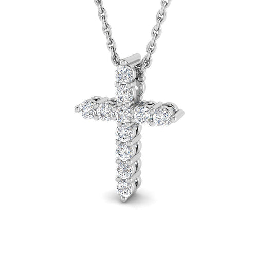 0.30 Carat D-E/VS Lab Grown Diamond Cross Pendant 9k White Gold Ready To Ship