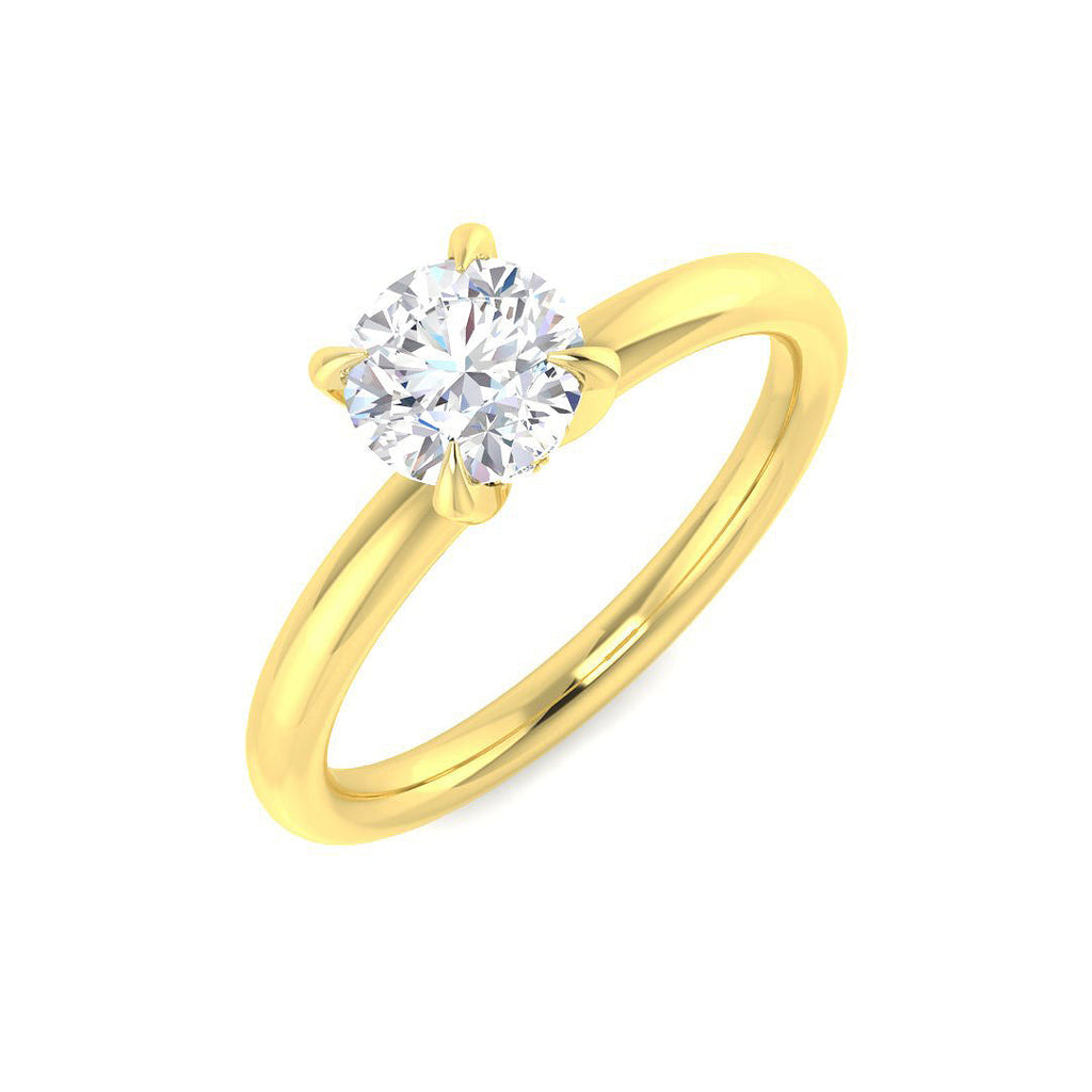 0.80Carat DE/VS Lab Grown Diamond Hidden Halo Ring 9k Yellow Gold Ready To Ship