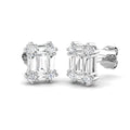 Stud Earrings with Square Baguette Cluster | 1ct Gold