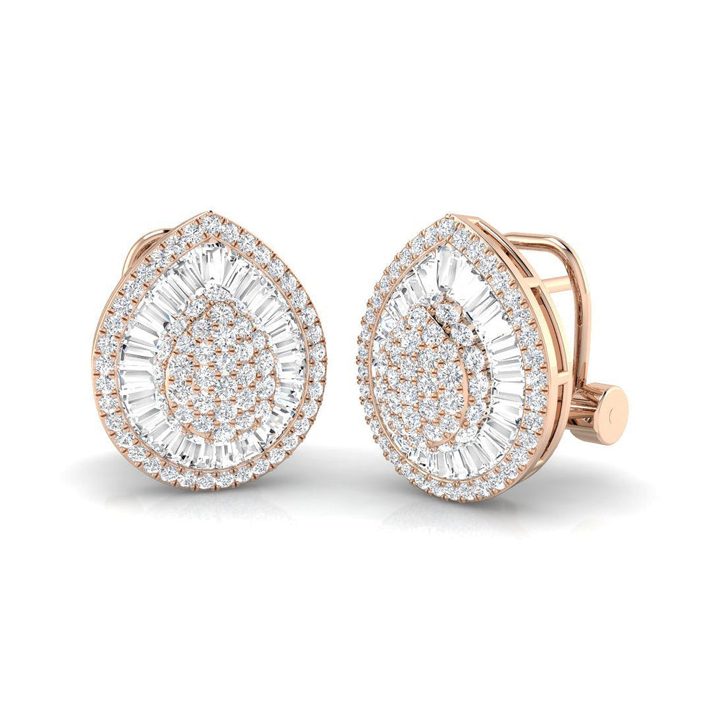 Stud Earrings with Pear Cluster Diamonds | 1.5ct Gold