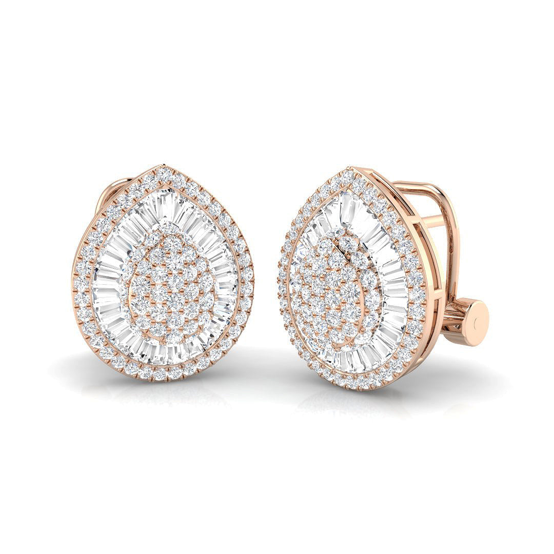 Stud Earrings with Pear Cluster Diamonds | 1.5ct Gold