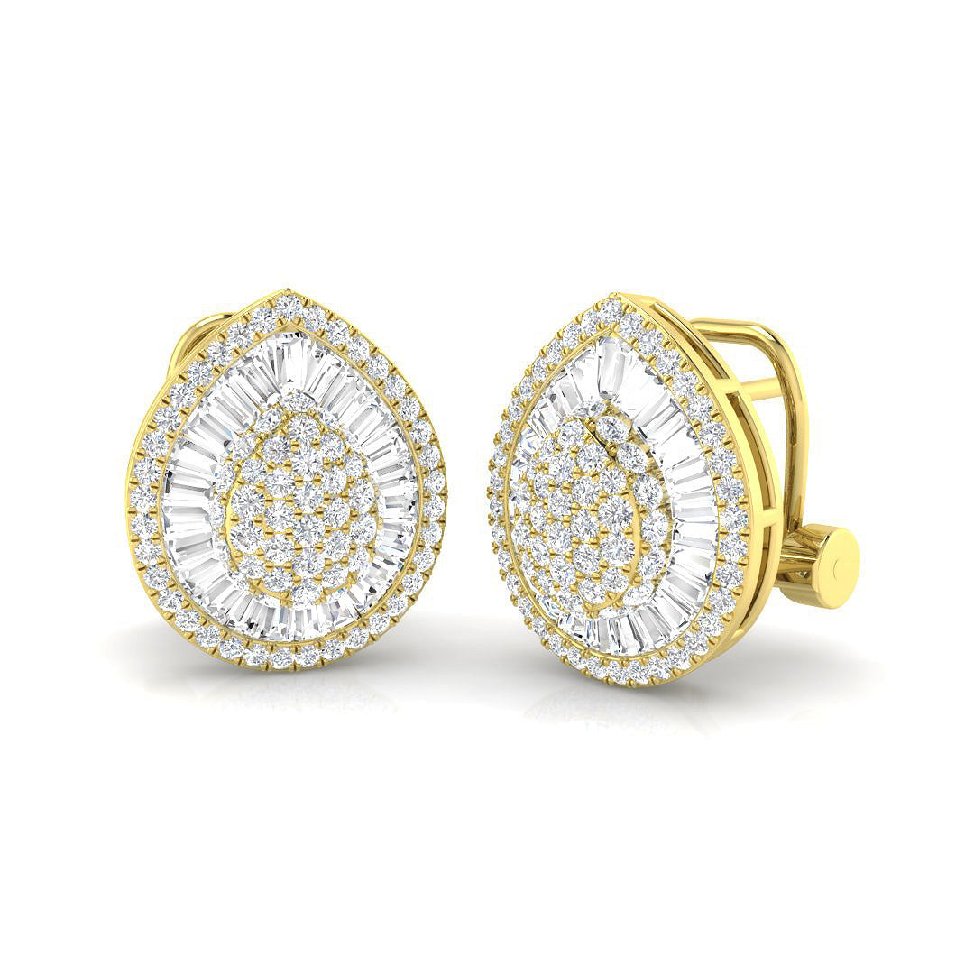 Stud Earrings with Pear Cluster Diamonds | 1.5ct Gold