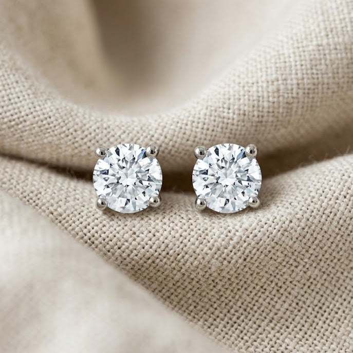 Lab Diamond Stud Earrings 0.15ct H/SI Quality in 925 Silver - 2.7mm
