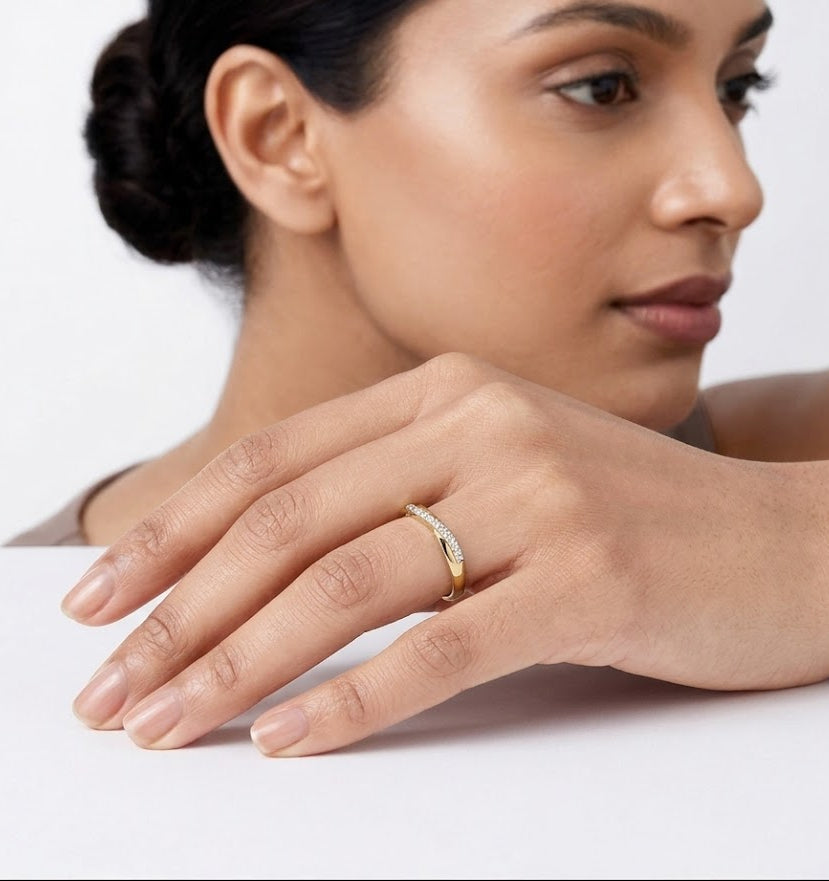 Lab Diamond Half Eternity Wave Ring 0.05ct in 18k Gold Vermeil