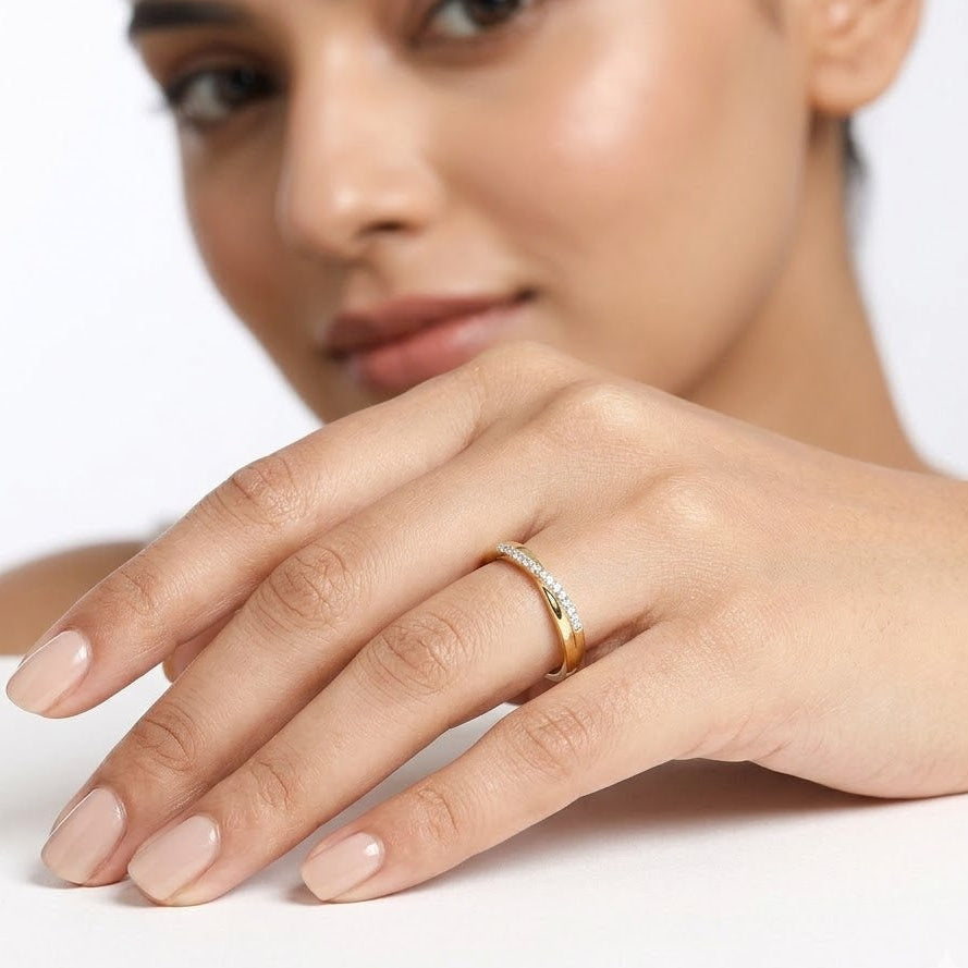 Lab Diamond Half Eternity Wave Ring 0.05ct in 18k Gold Vermeil