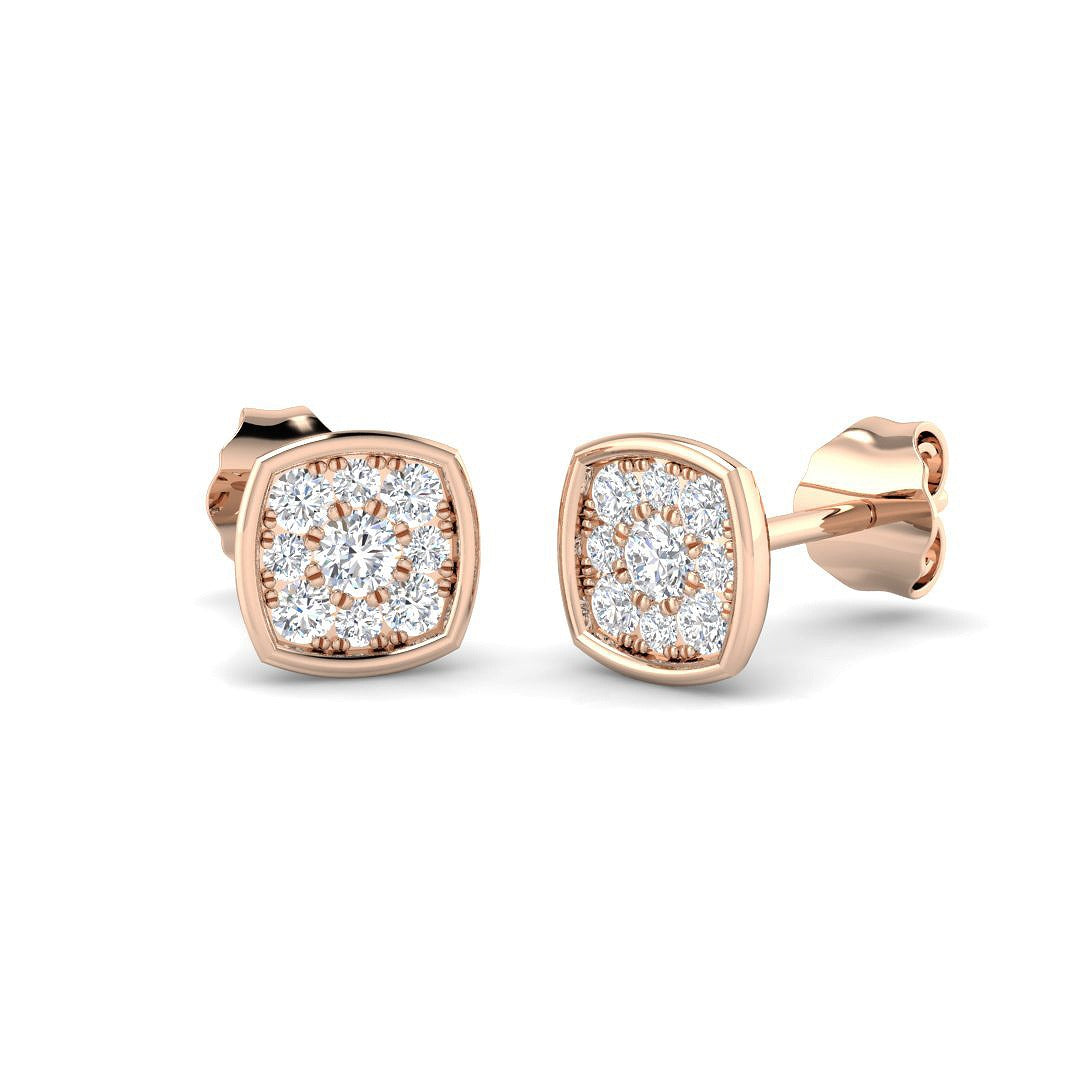 0.25Ct Round Diamond Cluster Stud Earrings | Lab & Natural | 9K White Gold