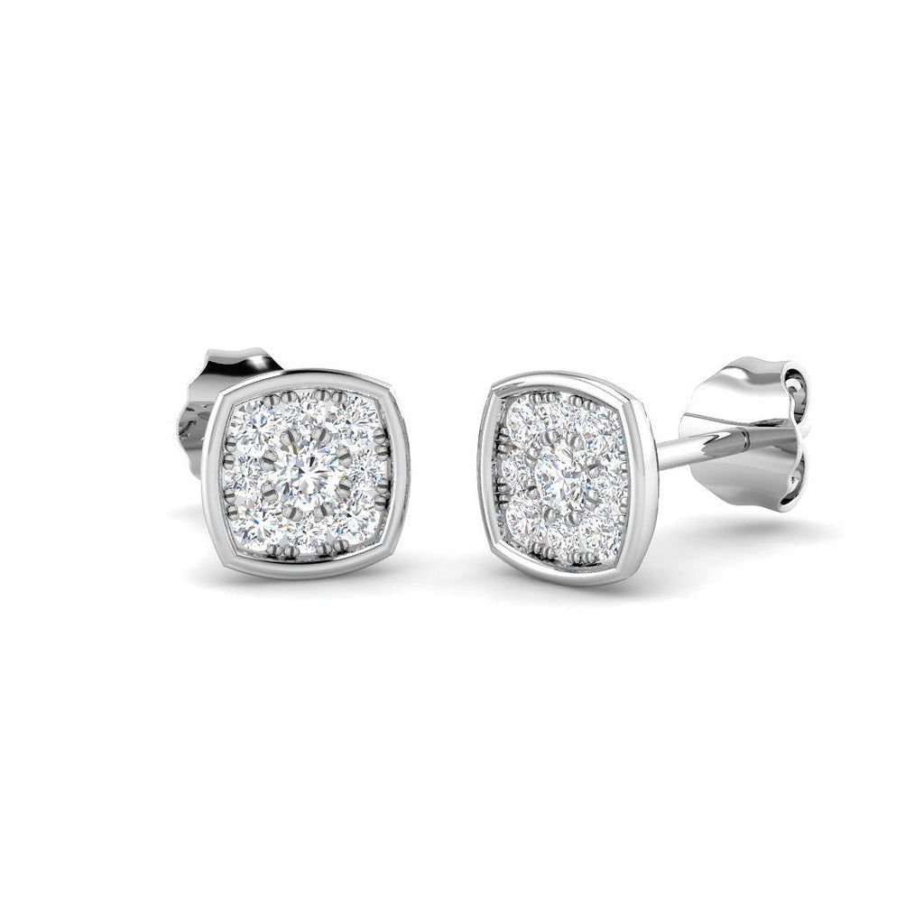 0.25Ct Round Diamond Cluster Stud Earrings | Lab & Natural | 9K White Gold