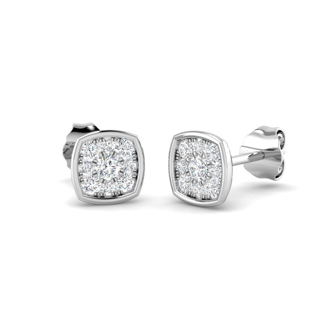 0.25Ct Round Diamond Cluster Stud Earrings | Lab & Natural | 9K White Gold