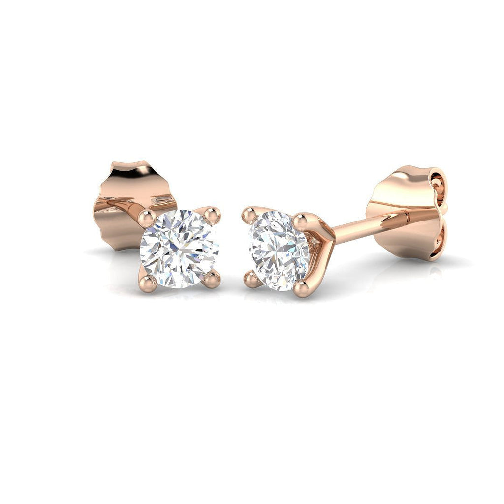 Stud Earrings with Cushion Cut Diamond Bezel Set | Gold