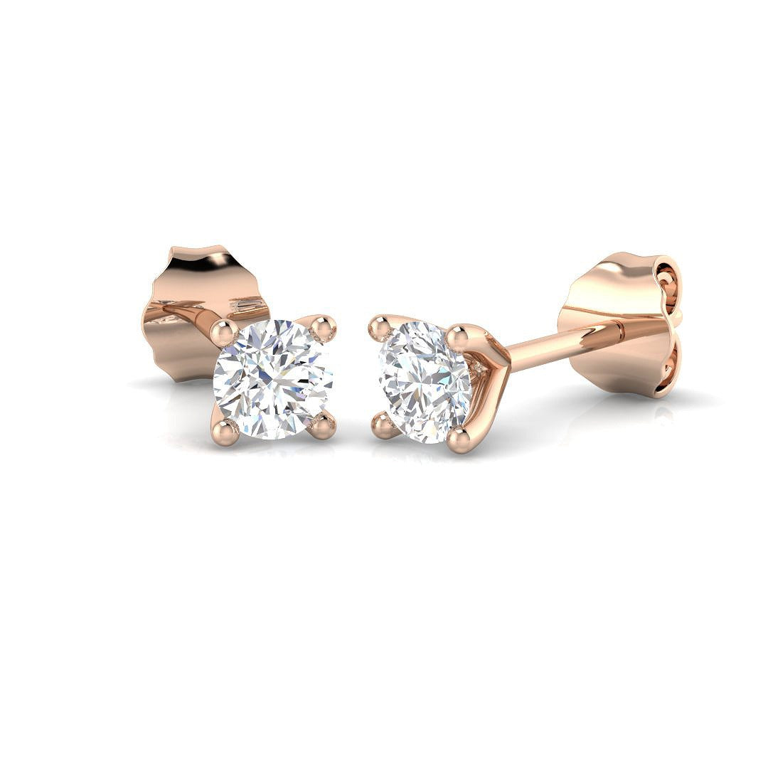 Stud Earrings with Cushion Cut Diamond Bezel Set | Gold