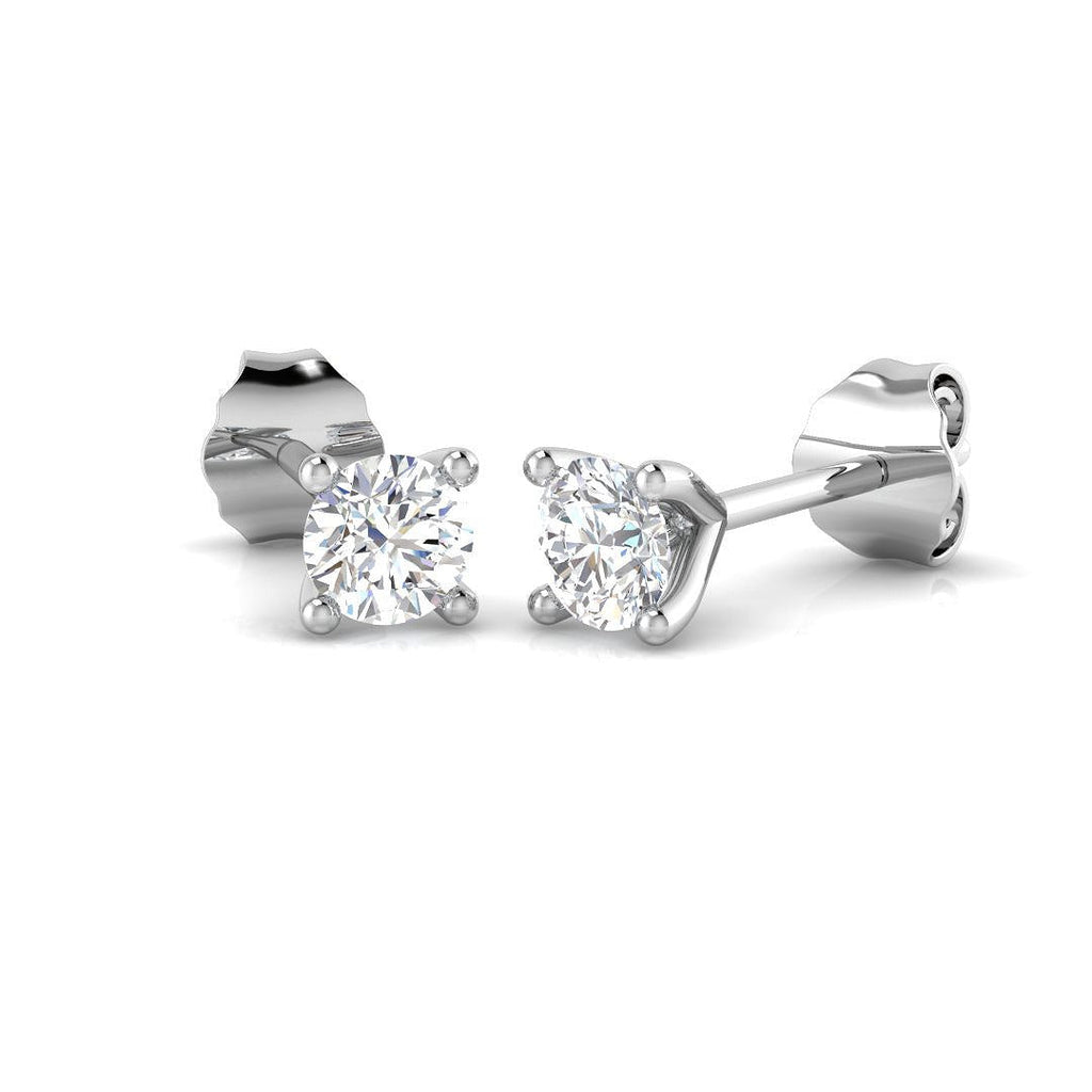 Stud Earrings with Cushion Cut Diamond Bezel Set | Gold