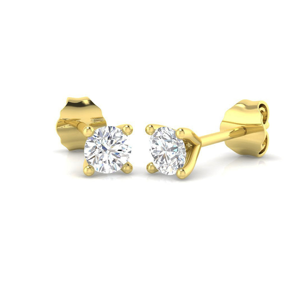 Stud Earrings with Cushion Cut Diamond Bezel Set | Gold