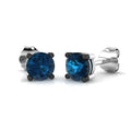 Stud Earrings with London Blue Topaz Solitaire | Gold