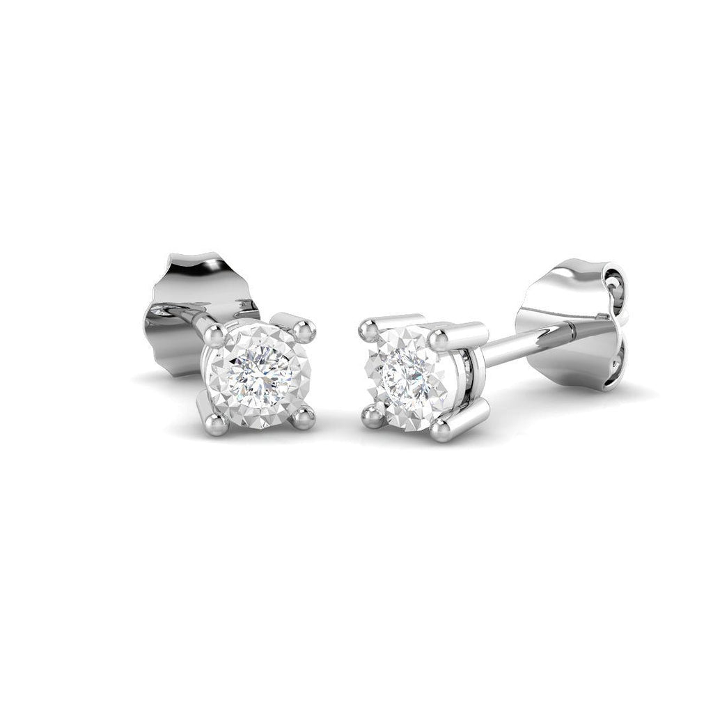 Stud Earrings with Round Cut Diamond Solitaire | Gold