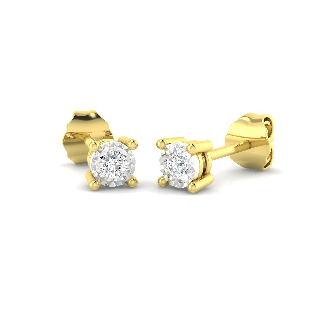 Stud Earrings with Round Cut Diamond Solitaire | Gold