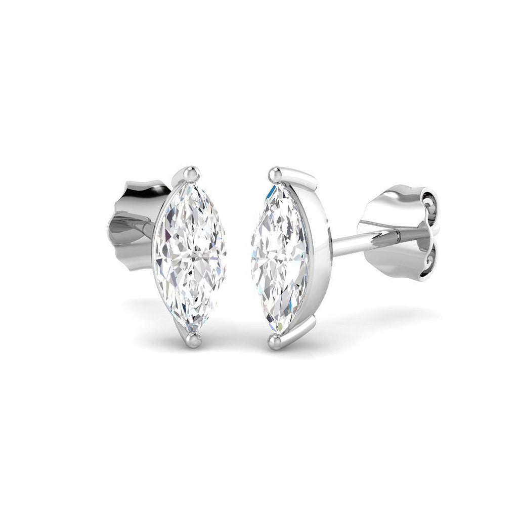 Stud Earrings with Marquise Cut Diamond Solitaire | Gold