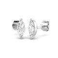 Stud Earrings with Marquise Cut Diamond Solitaire | Gold