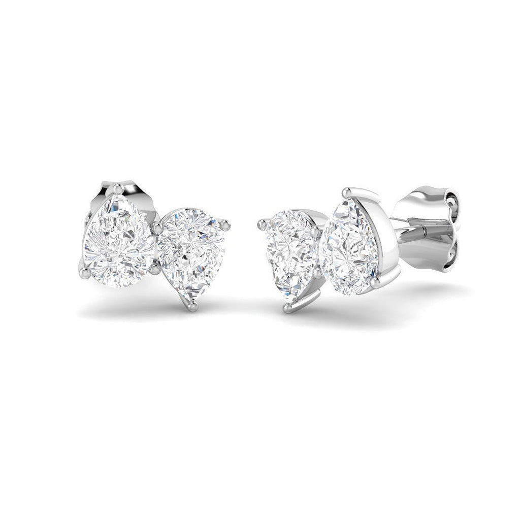 Stud Earrings with Pear Cut Diamond Toi et Moi Cluster | Gold