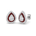 Ruby Gemstone Halo Stud Earrings with Diamond Halo