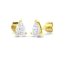Stud Earrings with Pear Cut Diamond Solitaire | Gold