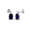 Blue Sapphire Diamond Stud Earrings in White Gold