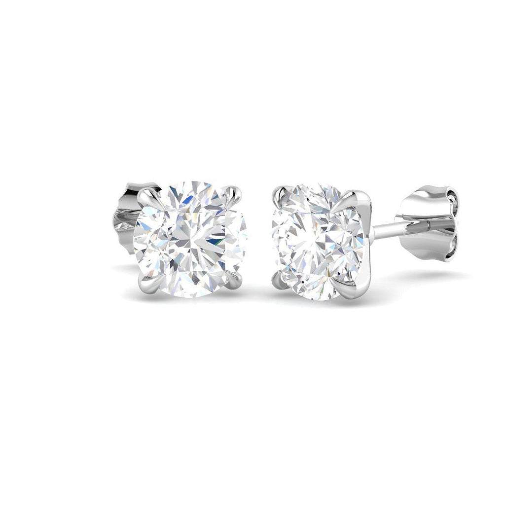 Stud Earrings with Round Cut Diamond Solitaire | 18k Gold