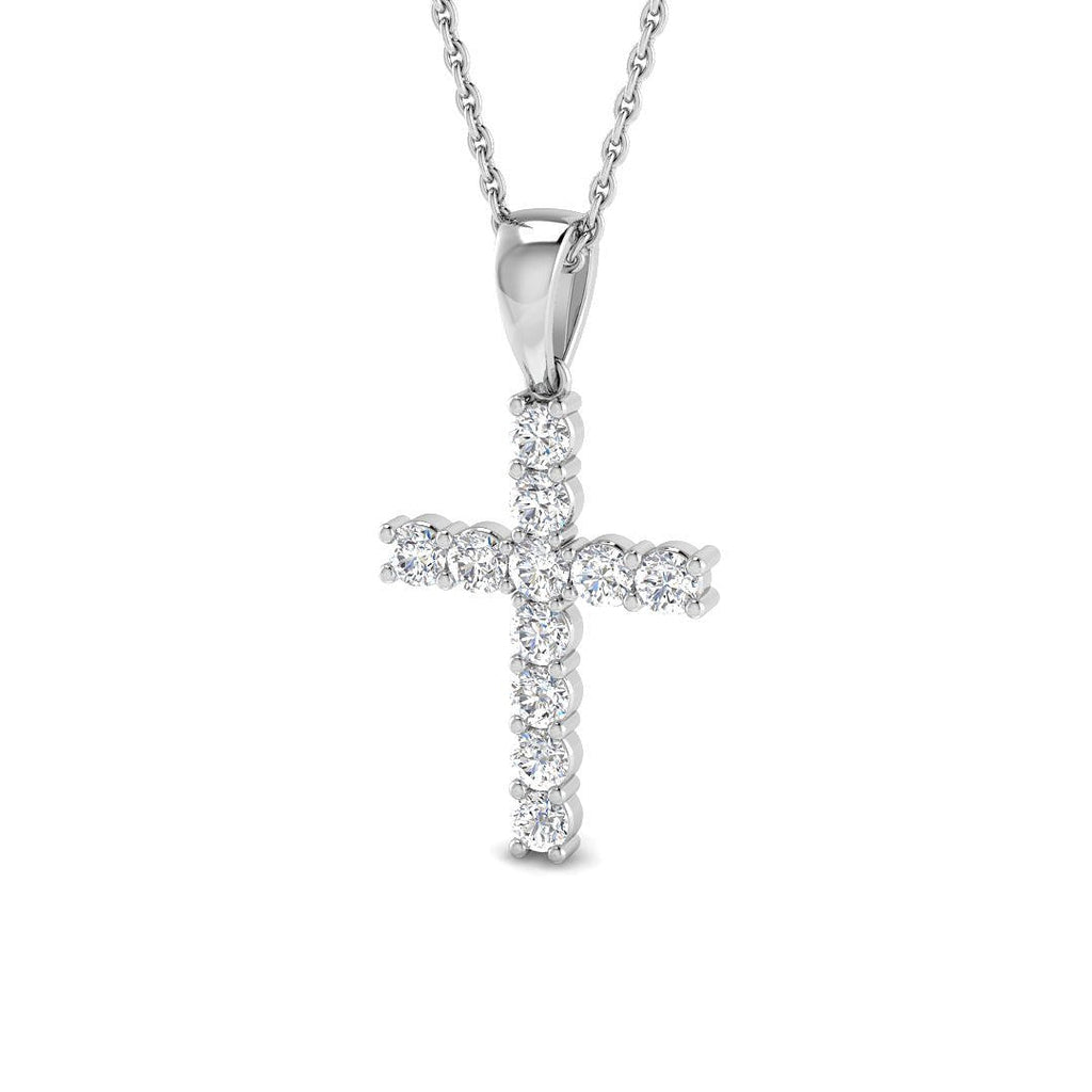 9ct White Gold 0.49ct Lab Grown Diamond Cross Pendant