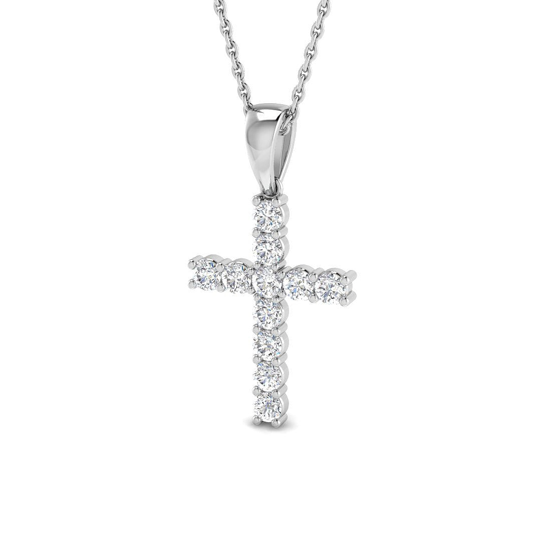 9ct White Gold 0.49ct Lab Grown Diamond Cross Pendant