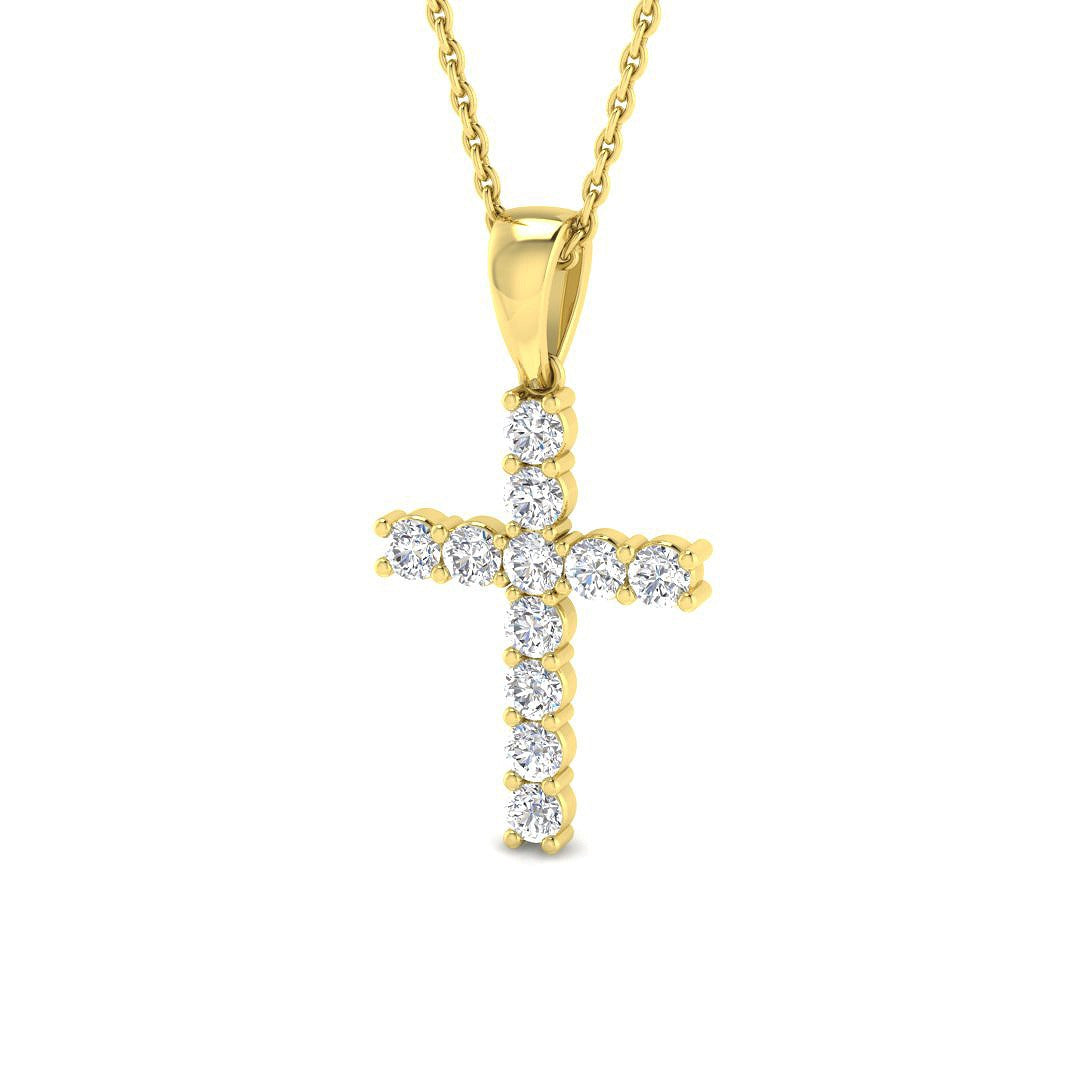 9ct Yellow Gold 0.49ct Lab Grown Diamond Cross Pendant