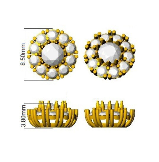 Blue Sapphire Halo Stud Earrings Side View