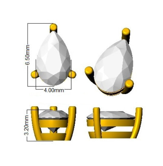 Stud Earrings with Pear Cut Diamond Solitaire | Gold